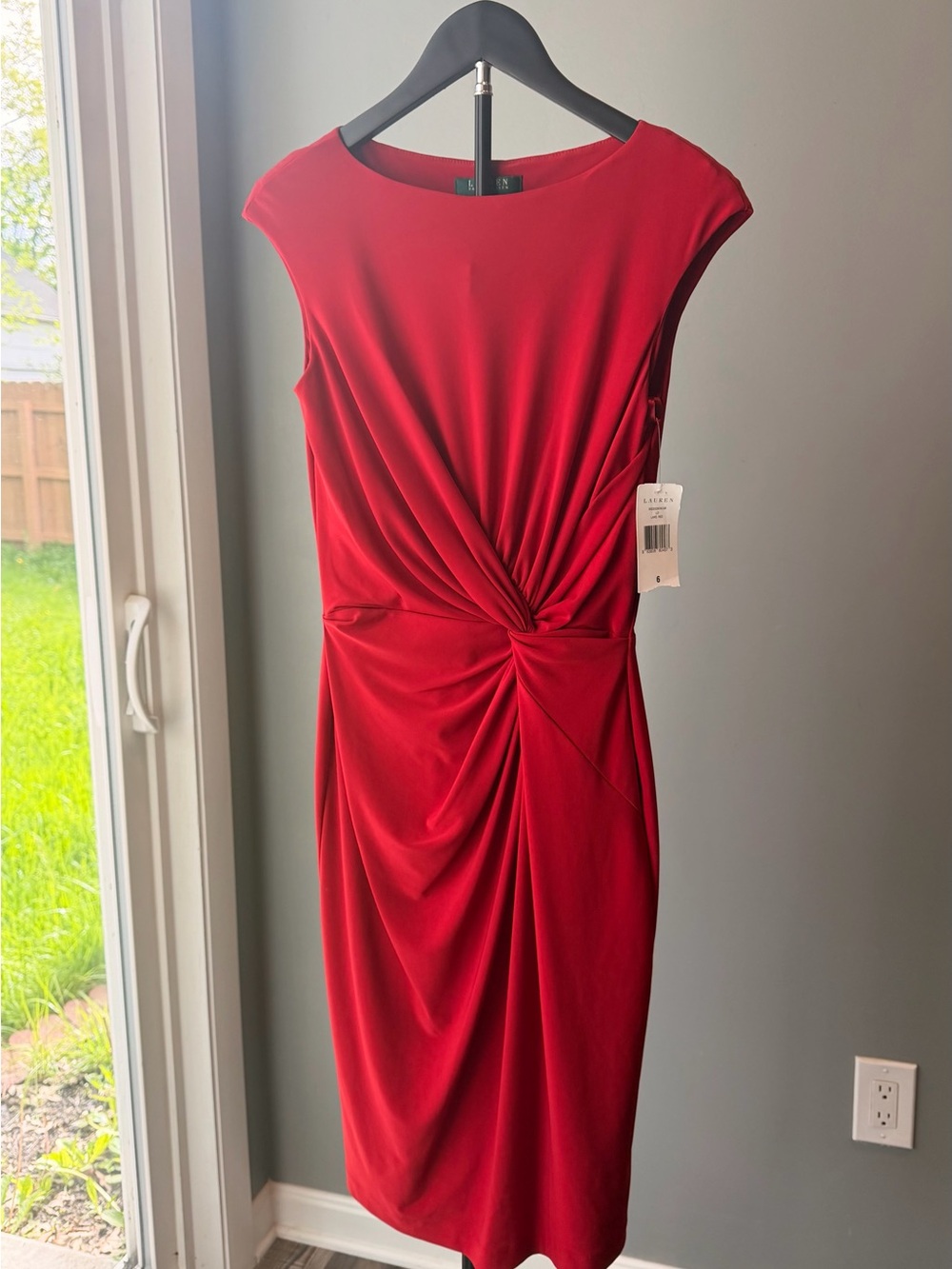 Lauren Ralph Lauren Ruched Sheath Dress Sleeveless 6 Wedding Date Night Holiday
